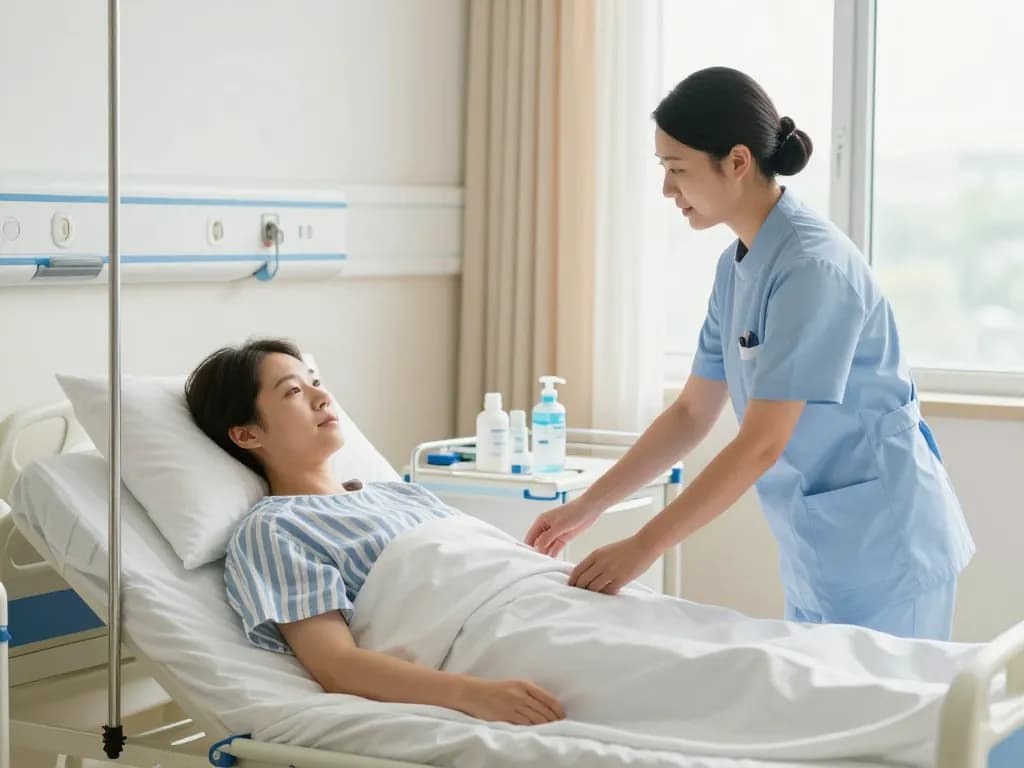 Comfortable giường bệnh nhân in a modern hospital room, showcasing patient care and support.