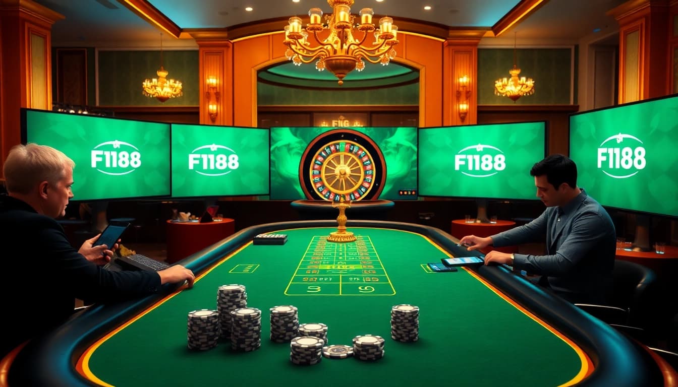 Experience the excitement of F168 online gambling with vibrant casino visuals.