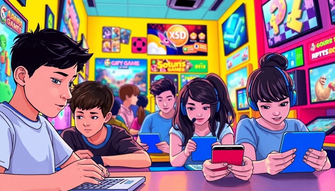 Engaged players enjoying diverse gnhustgames in a vibrant gaming atmosphere.