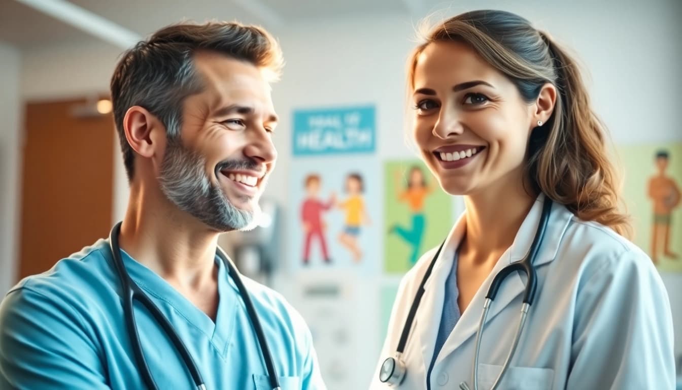 Engaging consultation scene featuring YourGP helping a patient in a modern clinic.