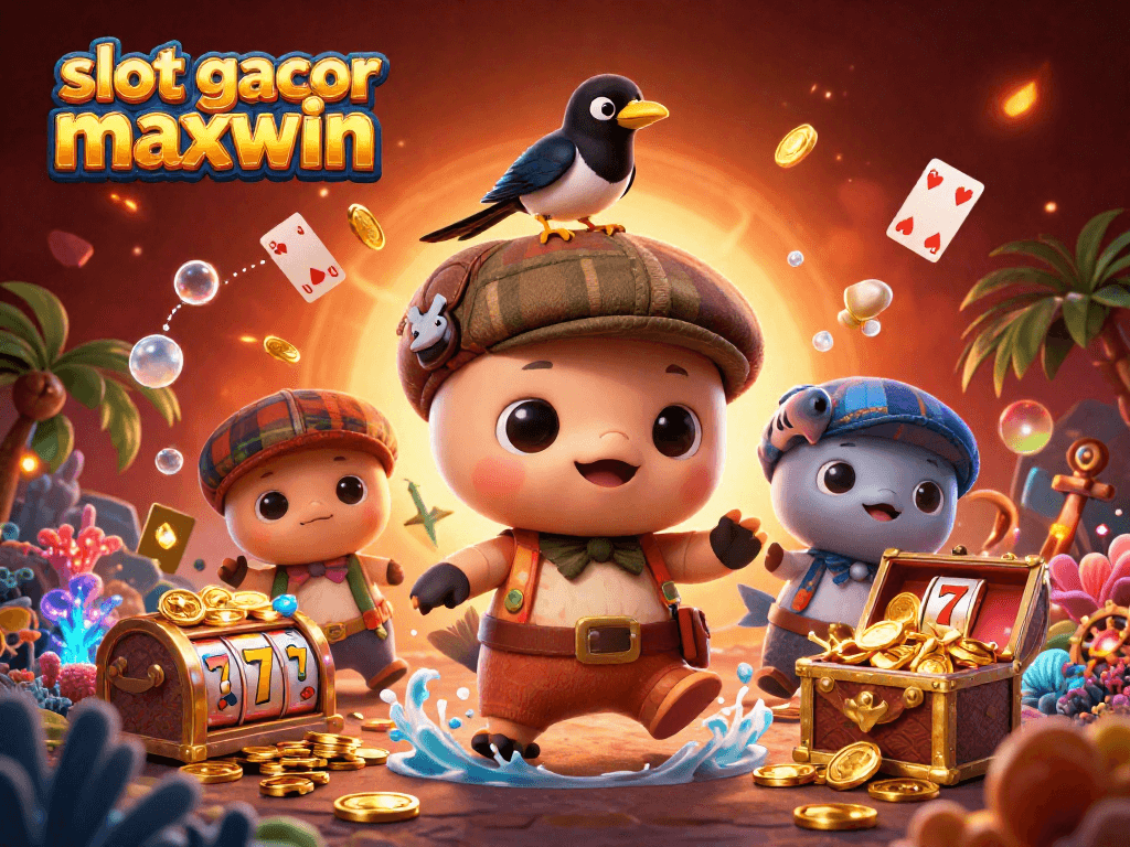 Experience thrilling wins with slot gacor maxwin featuring adorable characters in a vibrant casino underwater setting.