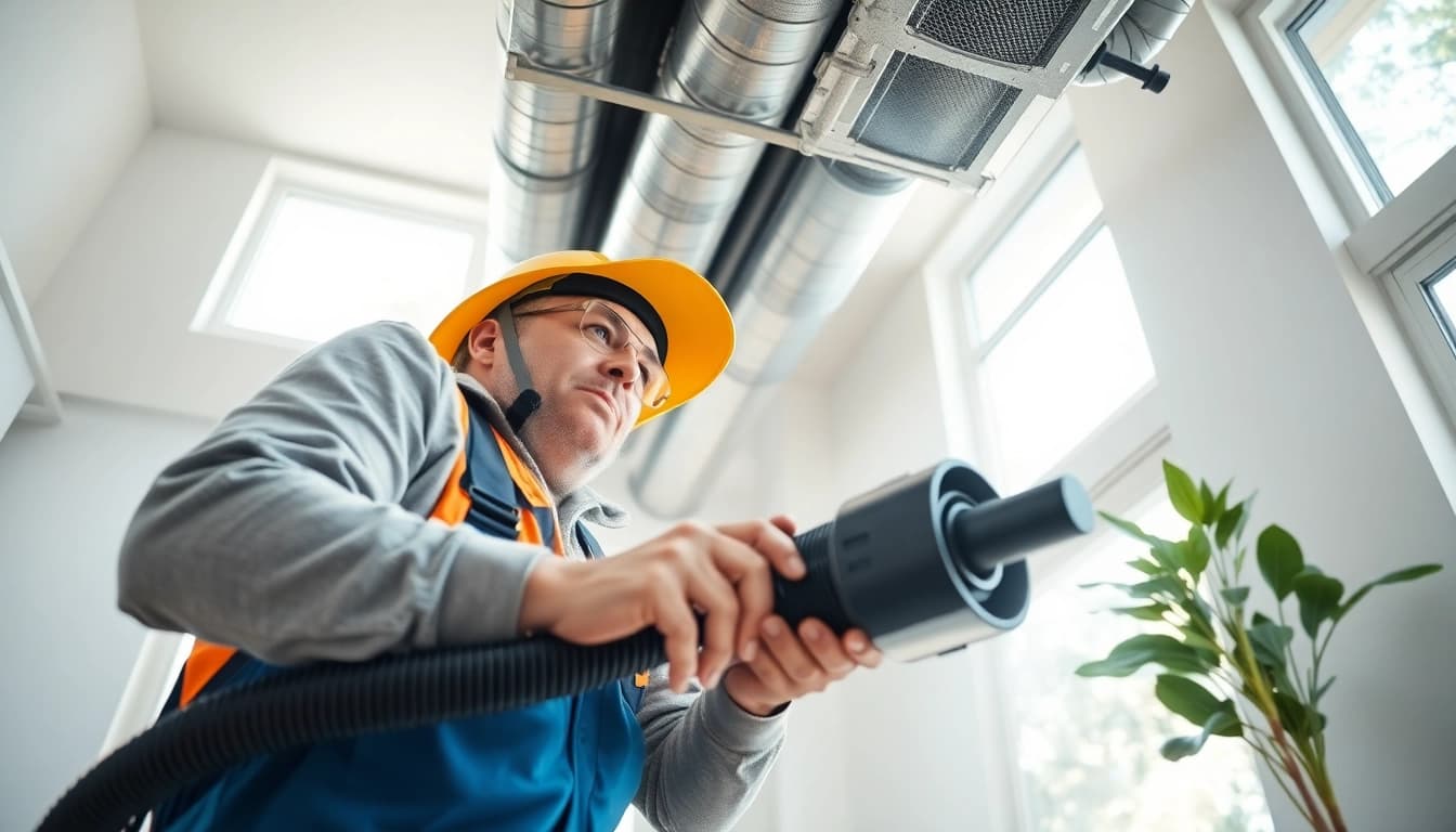 Air Duct Cleaning Service technician meticulously cleaning air ducts to improve indoor air quality.