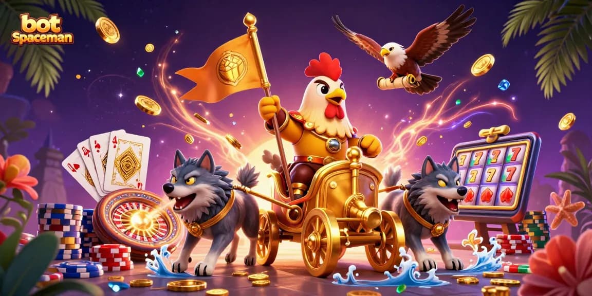 Experience wins with bot spaceman in a vibrant casino-themed digital illustration
