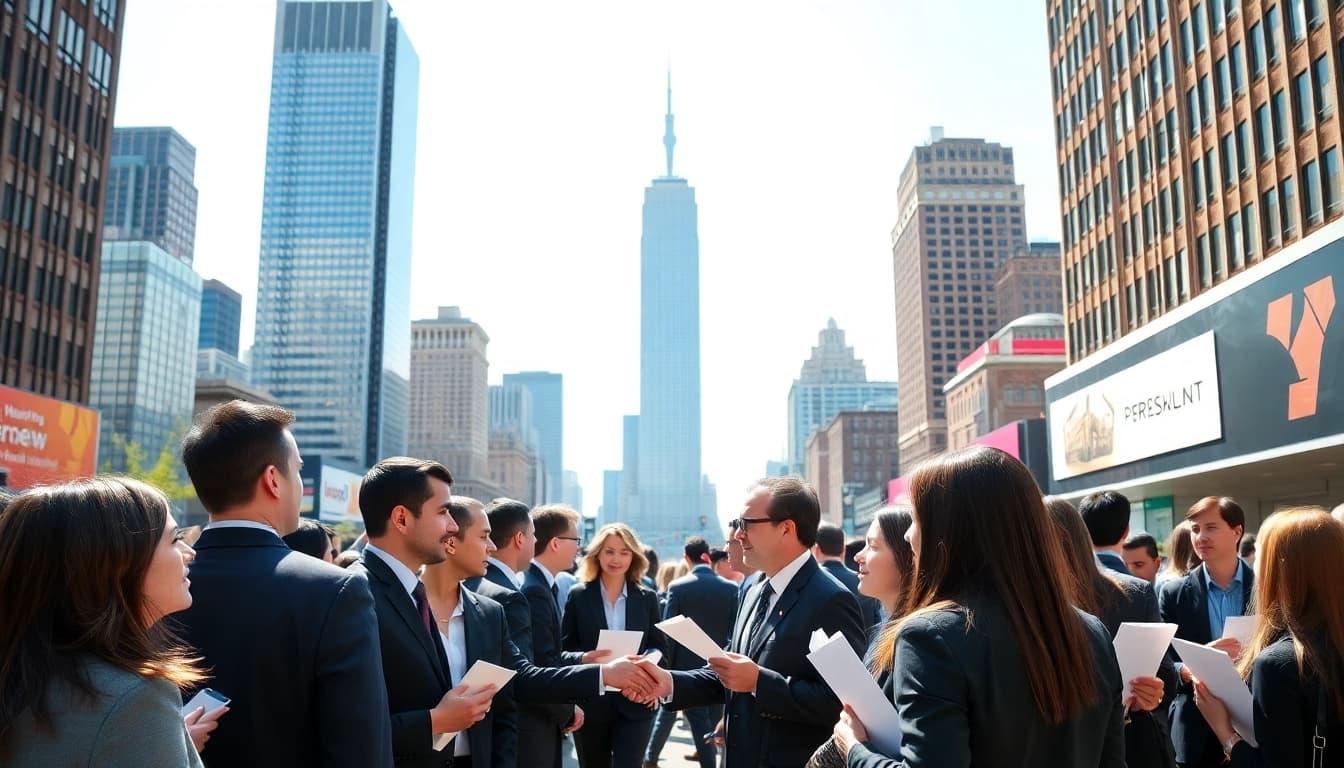 Engaged job seekers exploring career opportunities at jobs new york job fair.