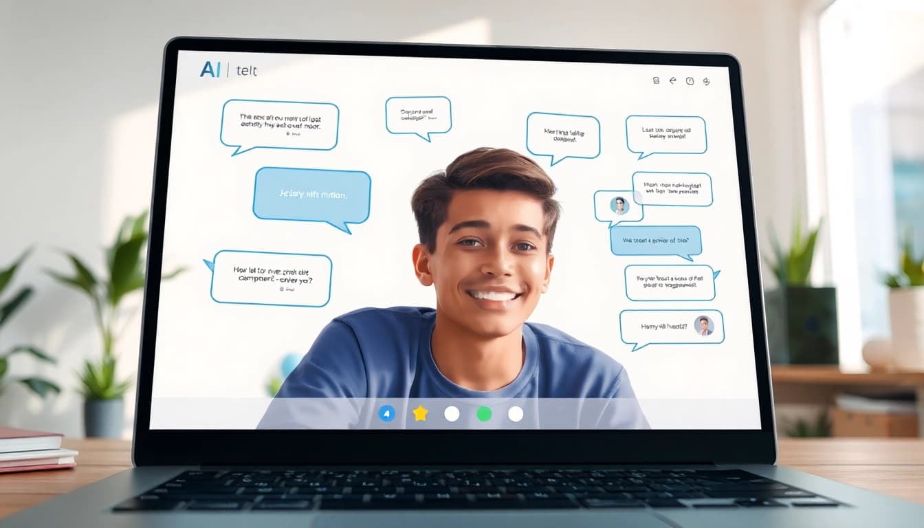 Engage in a free ai chat while interacting with a user-friendly interface in a modern workspace.