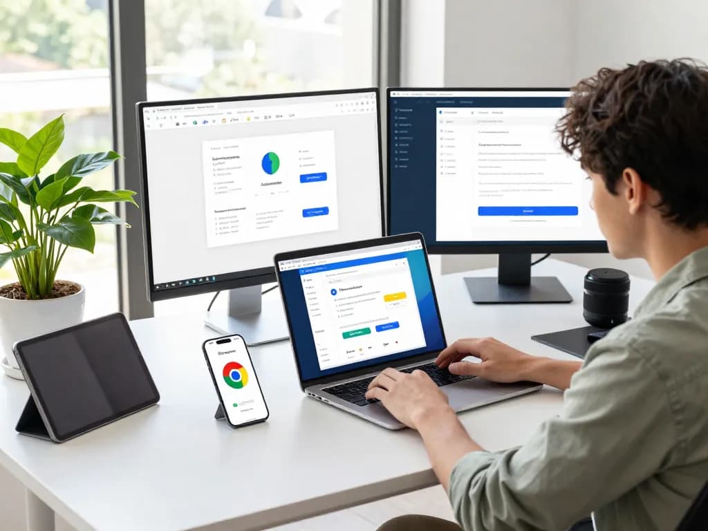 Seamless谷歌浏览器 navigation on laptop in modern workspace