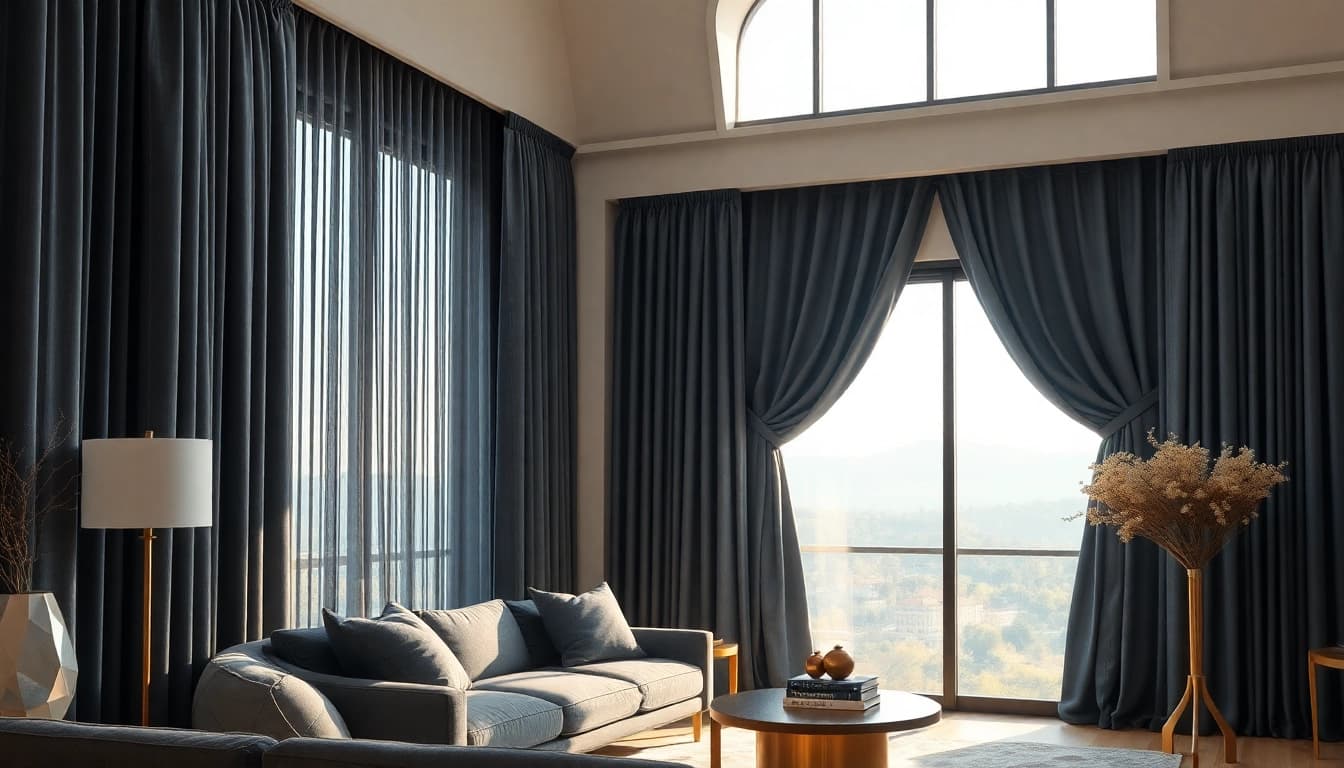 Verduisterende gordijnen in een moderne woonkamer die voor optimale privacy zorgen.