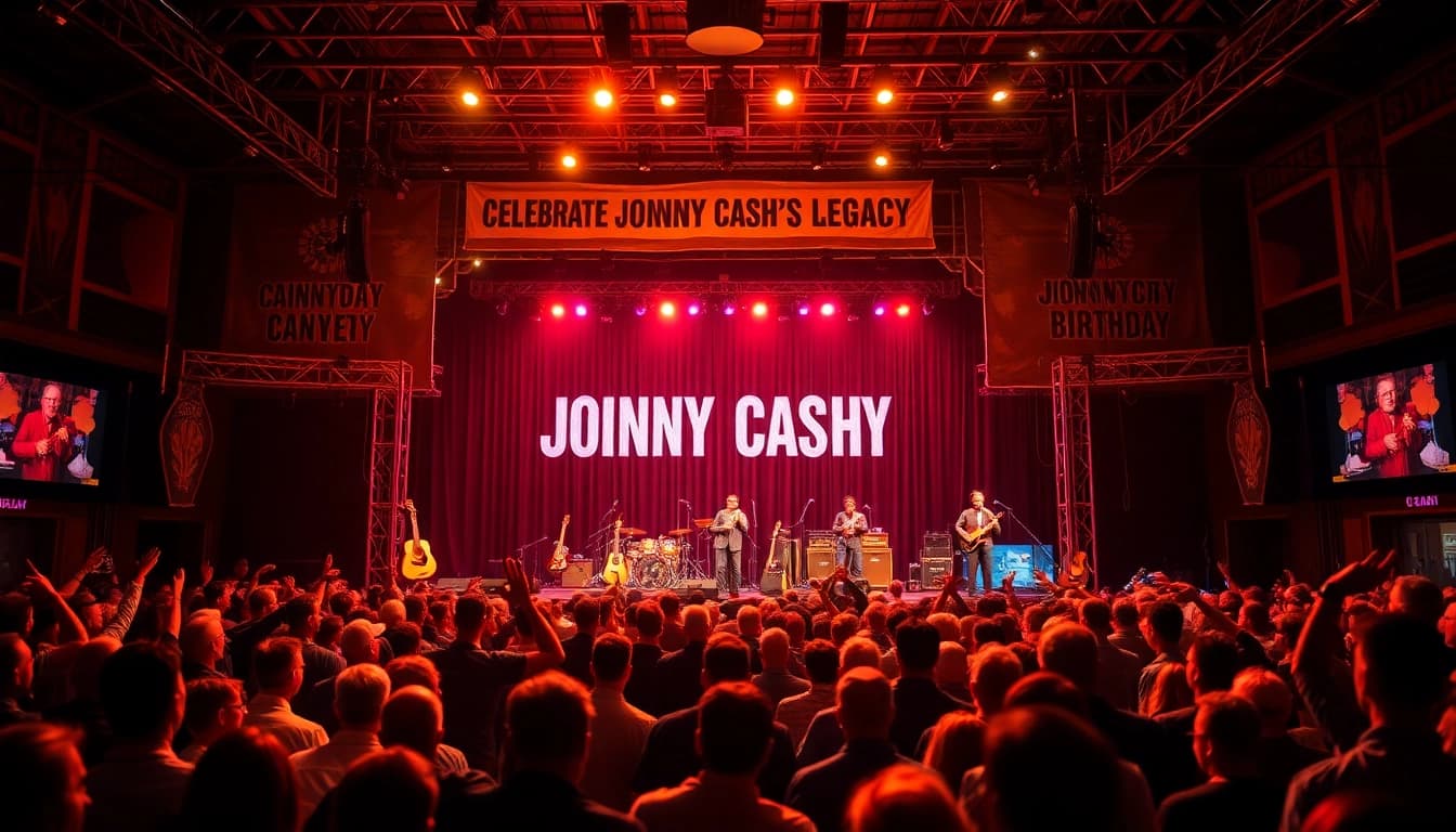Celebrate Johnny Cash's legacy with vibrant birthday festivities at johnnycashbirthday.com, featuring live performances and enthusiastic fans.