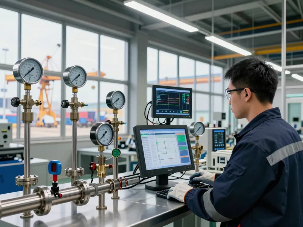 Technician using Endress Hauser flow measurement tools in a dynamic industrial setting, showcasing automation technology.