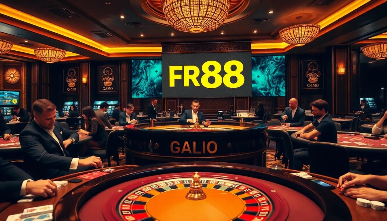 Experience excitement at the RR88 casino with players enjoying roulette and poker games.