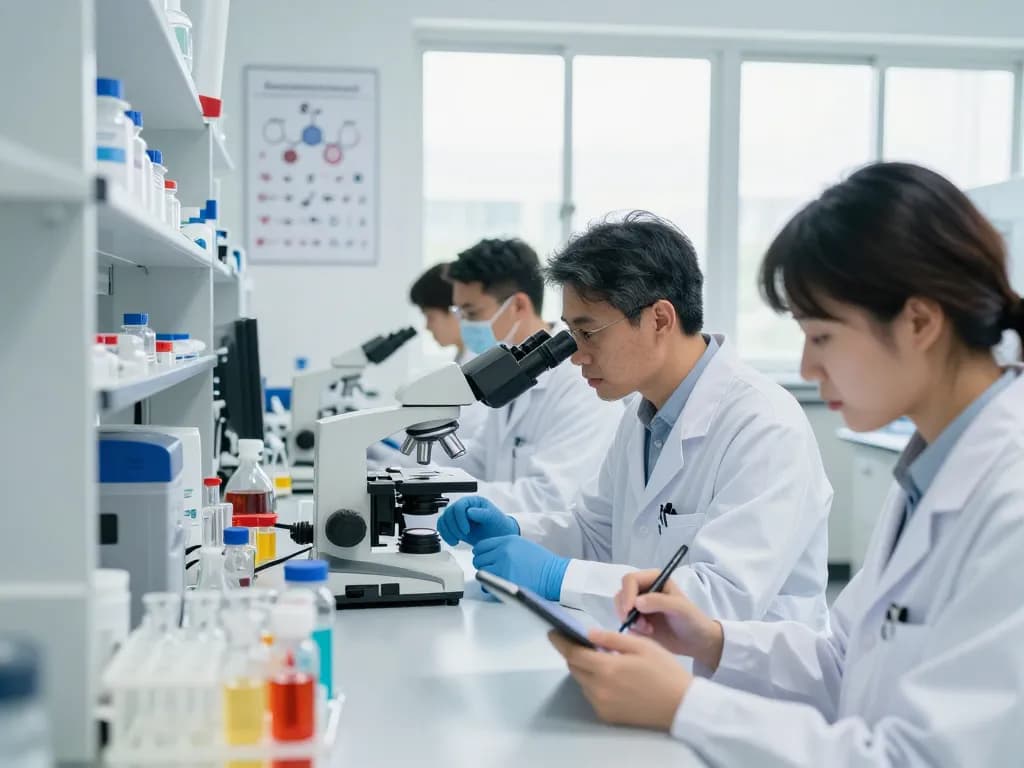 EU cannabinoid manufacturer team analyzing cannabinoid profiles in a modern lab.