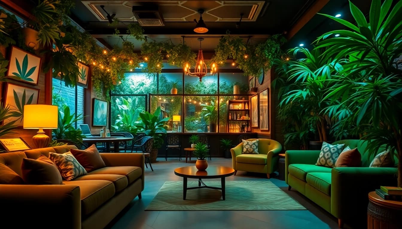 Enjoying a cozy atmosphere at Green Guyz Cannabis Club Madrid with stylish decor and warmth.