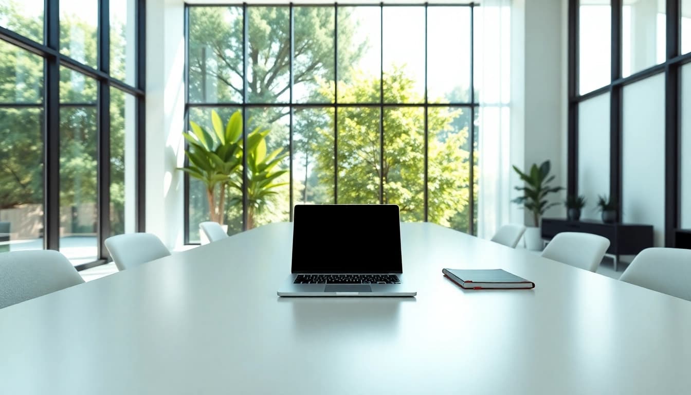 De website https://nugevonden.nl toont een moderne werkruimte met een laptop en notebook.