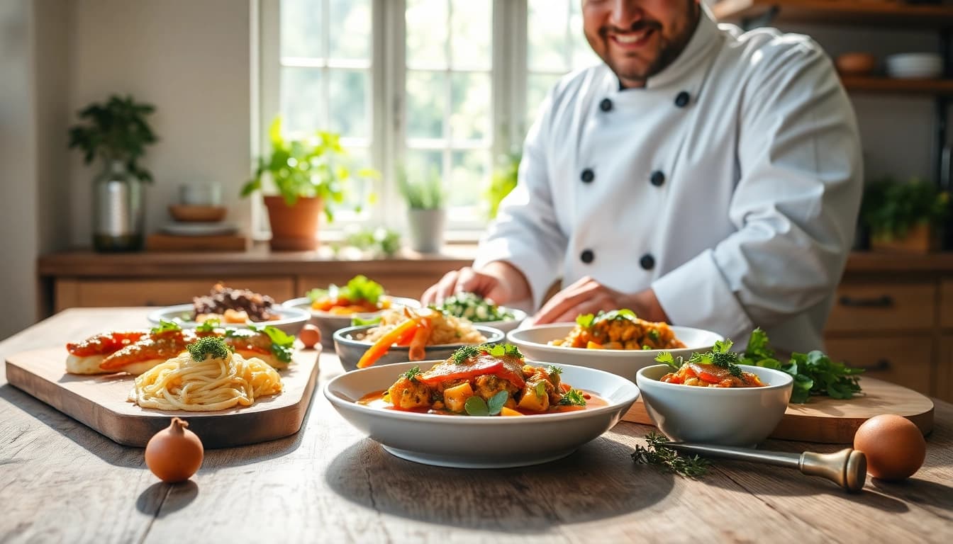 Showcasing delicious dishes from recipesalexarciab.com on a rustic kitchen table