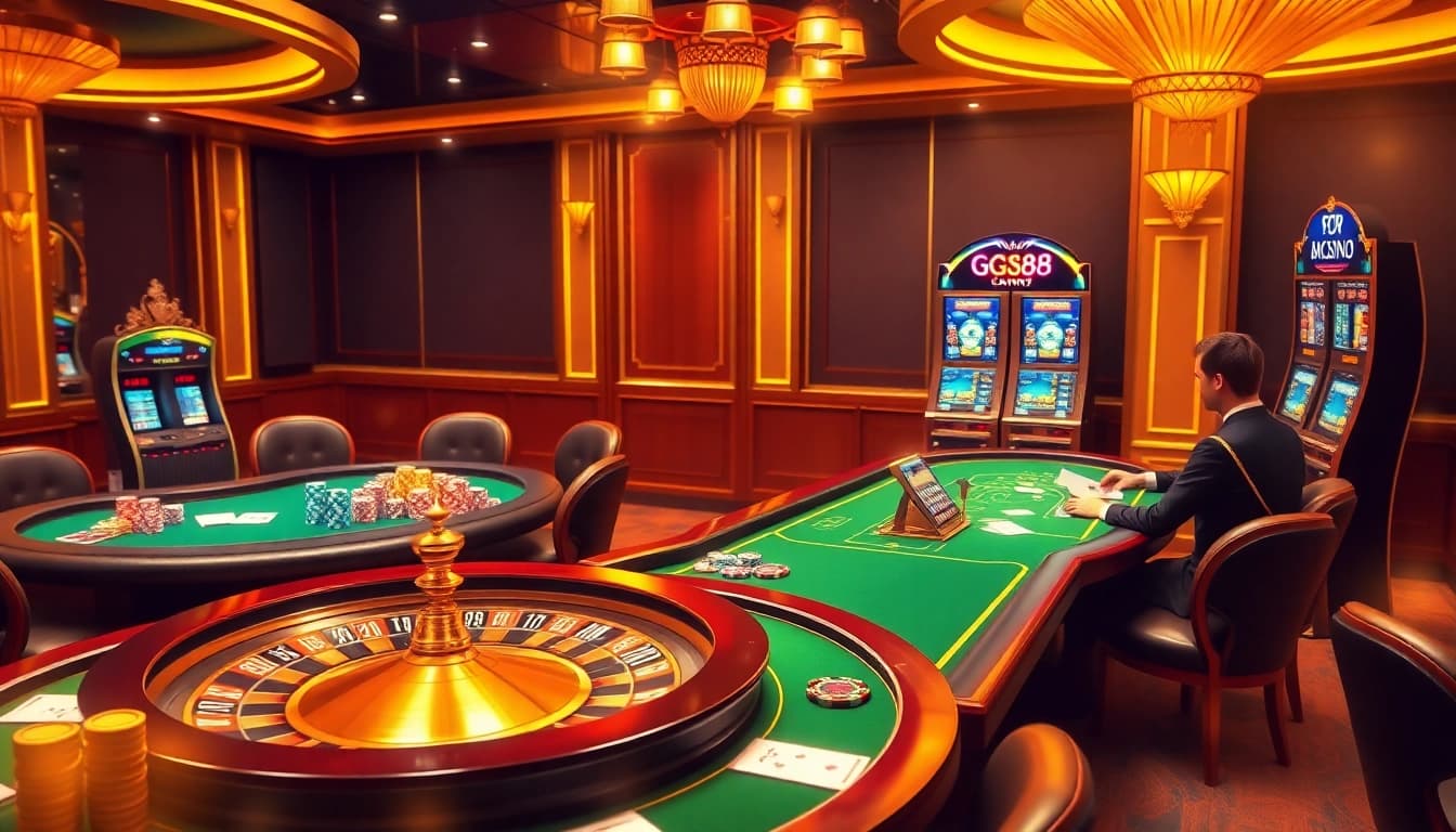Experience the thrill of gambling at GG88 with vibrant casino tables and exciting games.