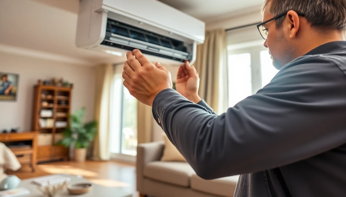 Skilled HVAC repair stormville technician servicing an air conditioning unit in a home.