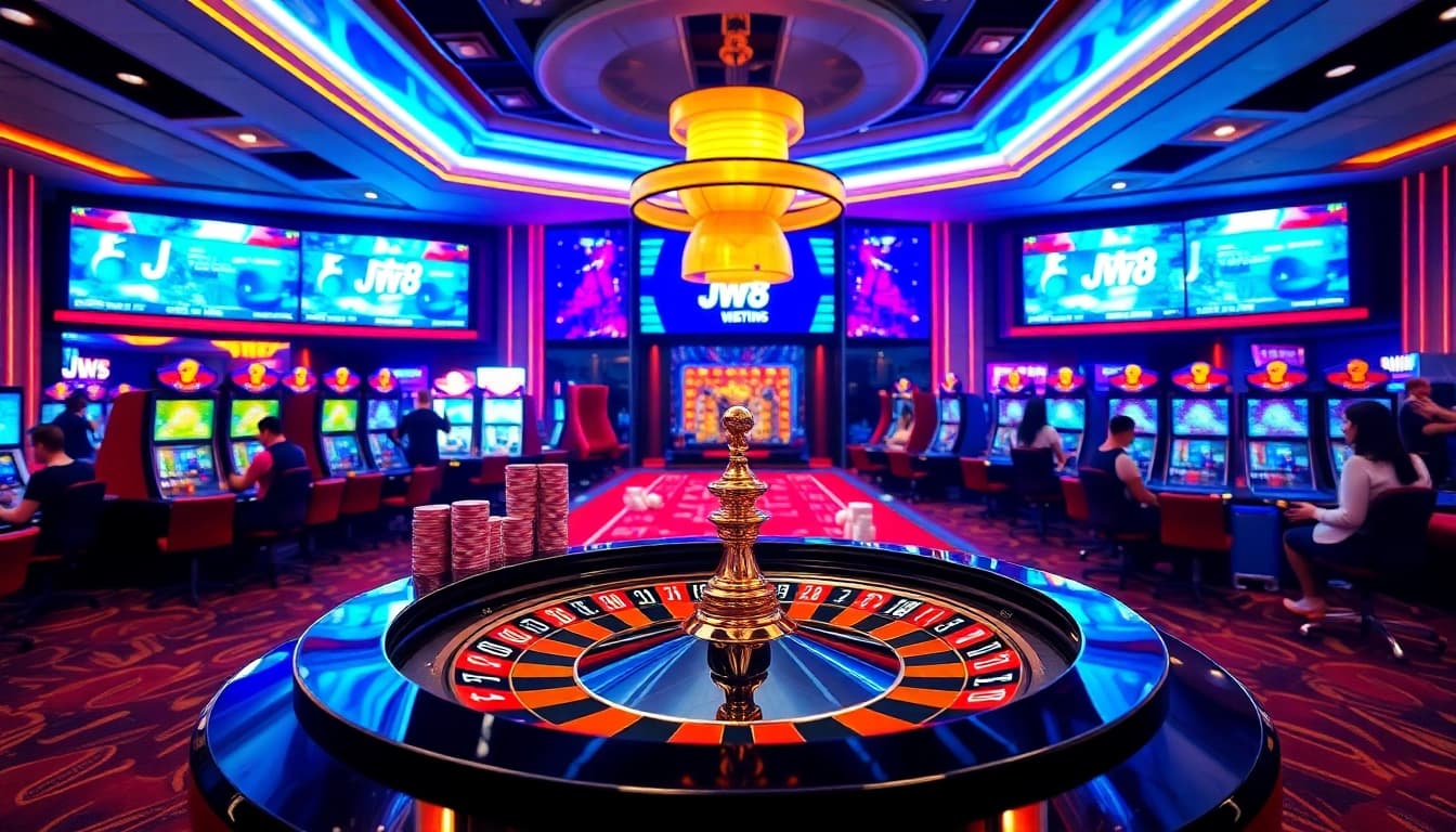 Play and win at JW8 ทางเข้า, featuring vibrant casino tables and exciting gaming action.