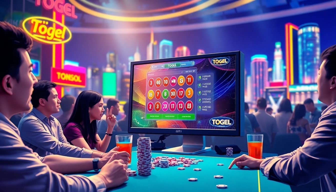 Main scene of bandar togel online with enthusiastic players immersing in the game.