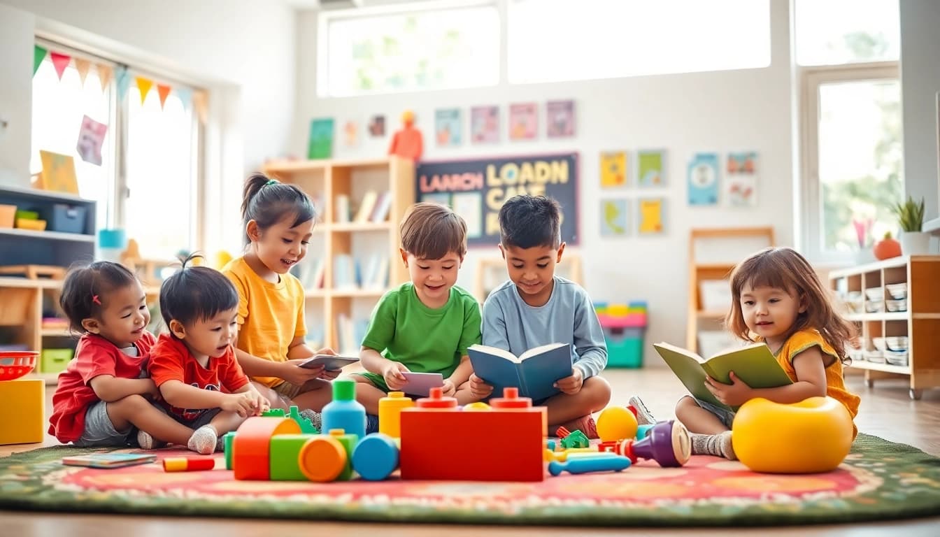 Engaging activities at https://juniorsjunction.com showcasing children learning in a vibrant classroom.