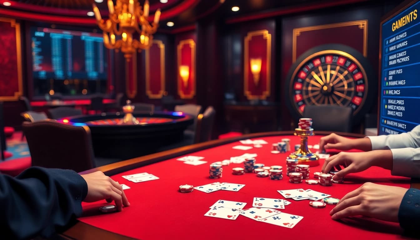 Engaging poker game action at 5Z7779 com with vibrant chips and cards.