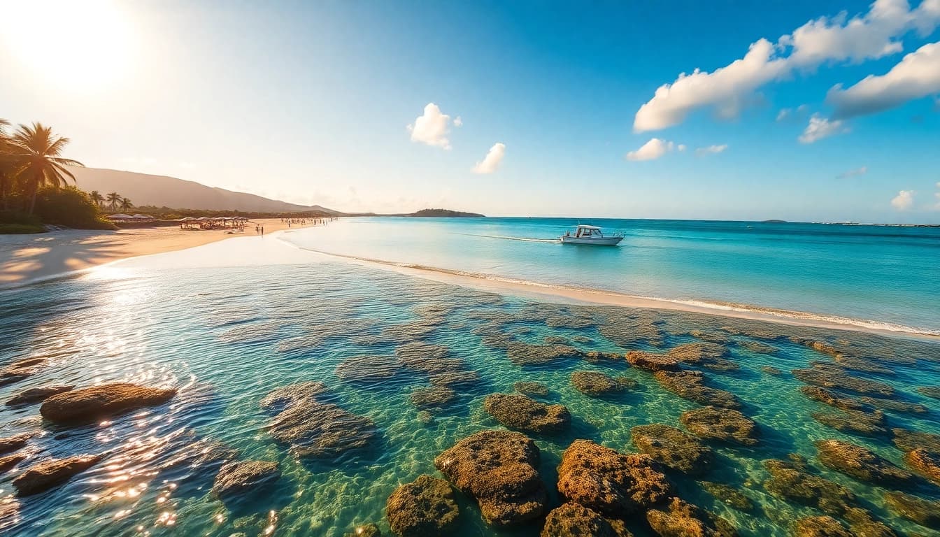 Praia de Paripueira no Brasil com areias douradas e águas claras ao pôr do sol.