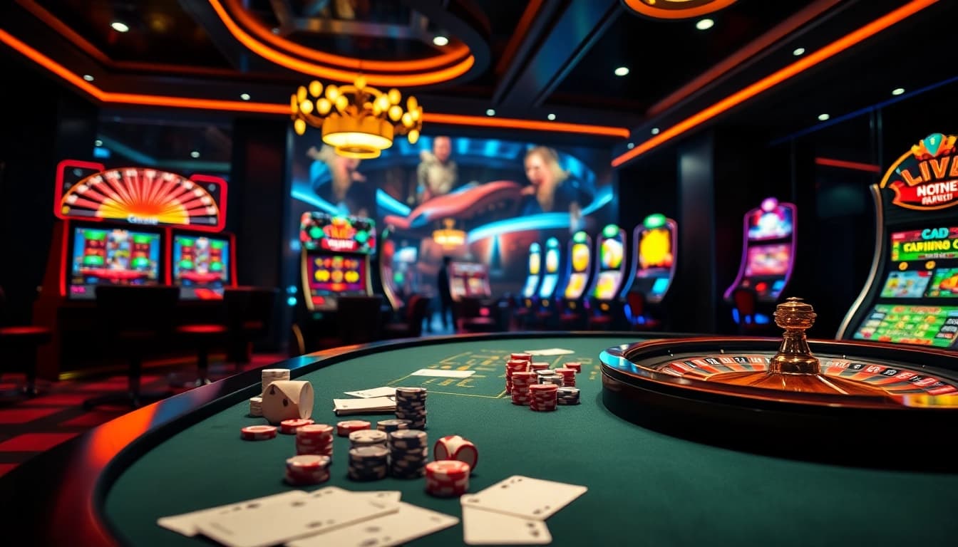 Engaging online gambling experience at https://luck8.army/ with vibrant tables, poker chips, and exciting gameplay.