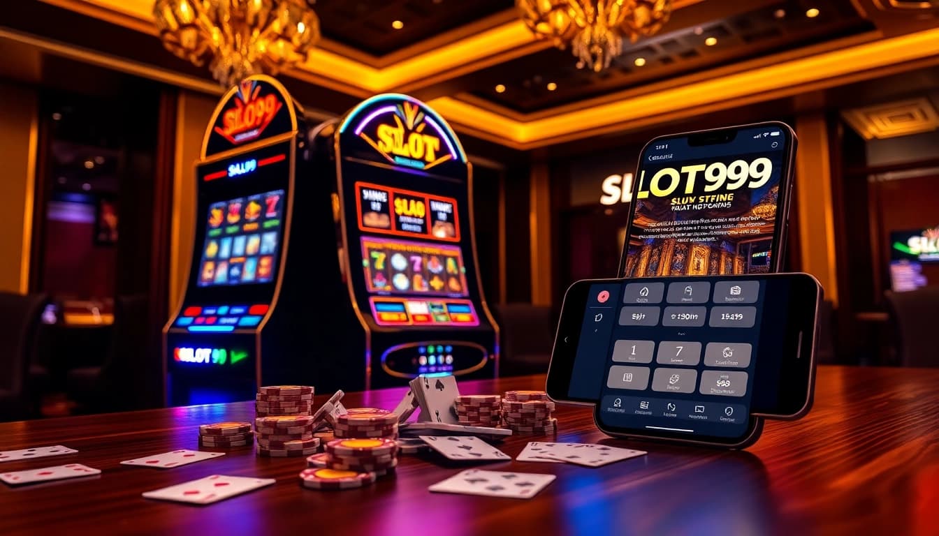 SLOT99 slot machine featuring vibrant LED jackpot display and online slot gameplay action