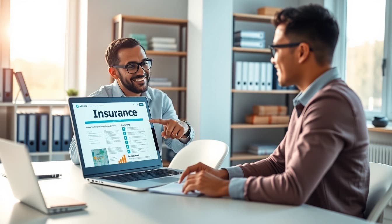 Assisting individual with insurance claims help in a professional consultation setting.