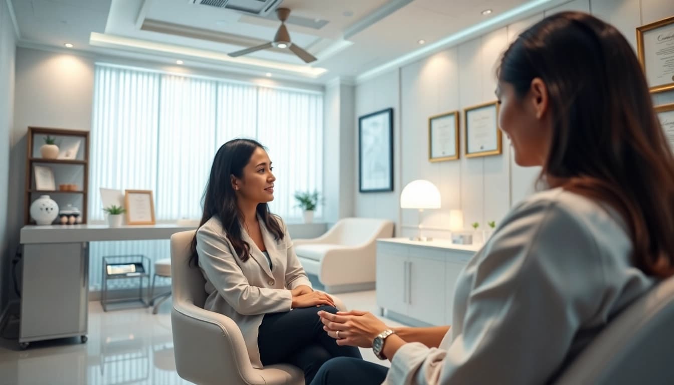 Kirkegaard Aesthetics zeigt einen einladenden Beratungsraum für ästhetische Chirurgie.