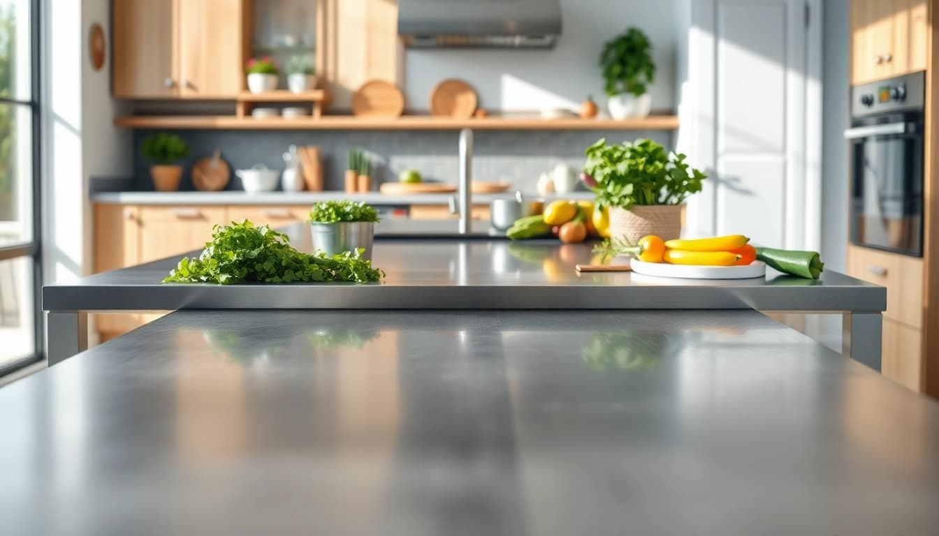 Enhance your cooking space with a stylish steel table for kitchen featuring a polished finish and vibrant decor.