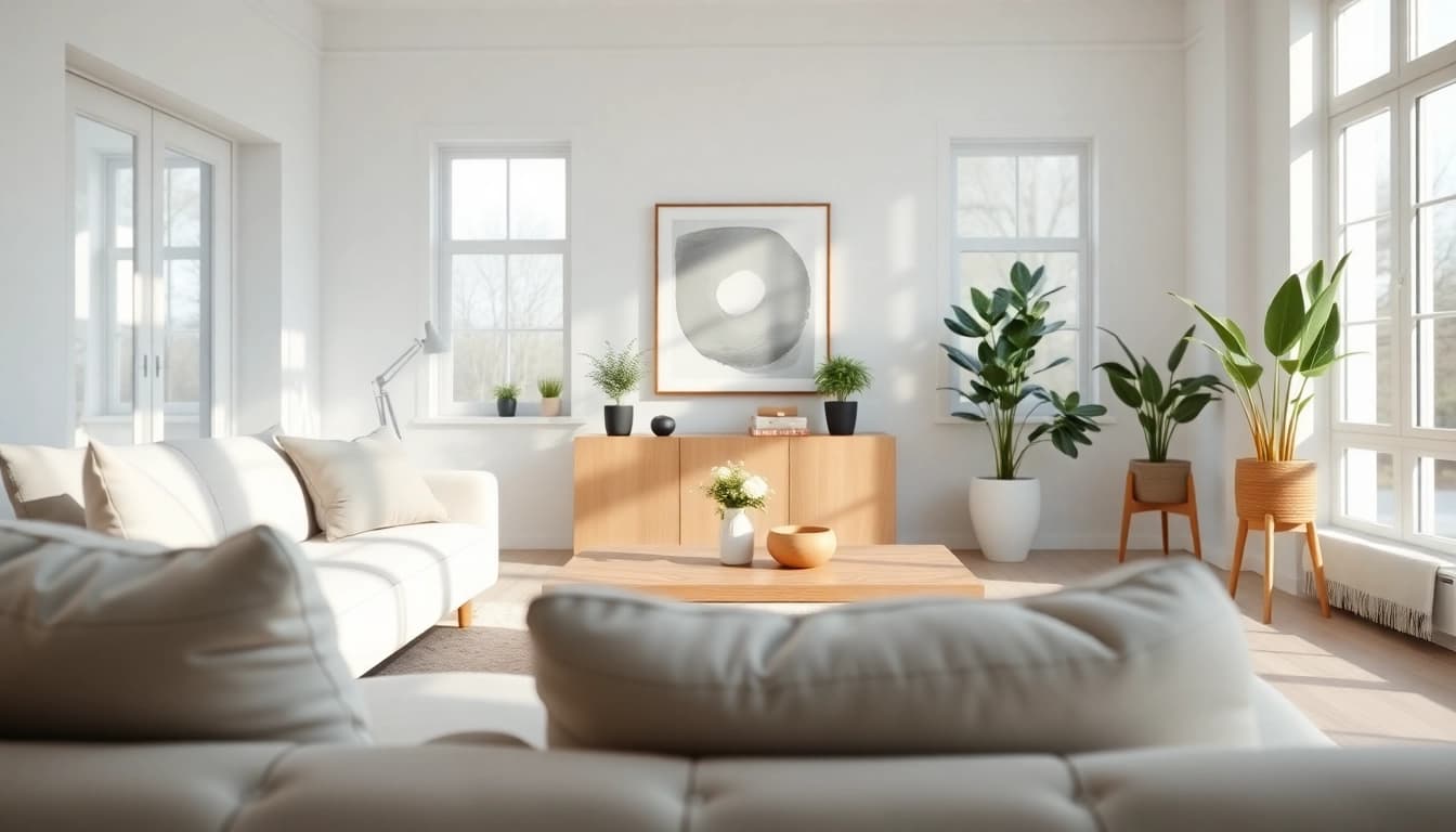 Scandia-inspired minimalist home interior highlighting stylish furniture and natural lighting.