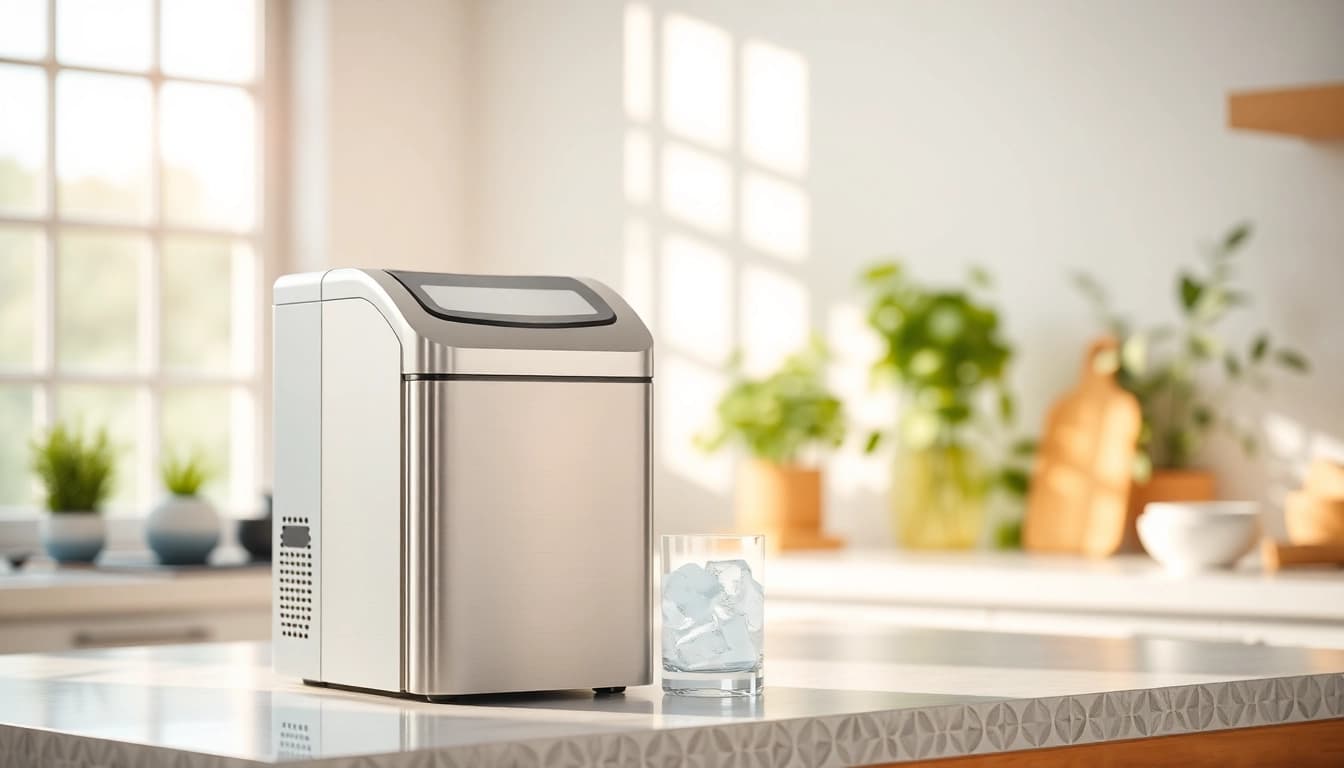 Discover an efficient and stylish affordable ice maker on a modern kitchen countertop.
