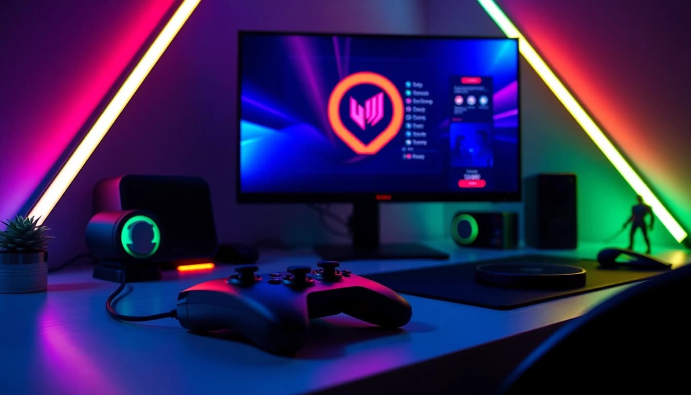 Cronus zen gaming setup featuring a sleek controller and vibrant LED lights.