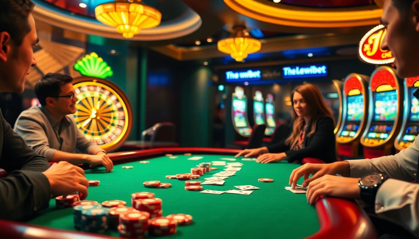 Players enjoying a thrilling poker game with vibrant elements of 789bet com casino excitement.