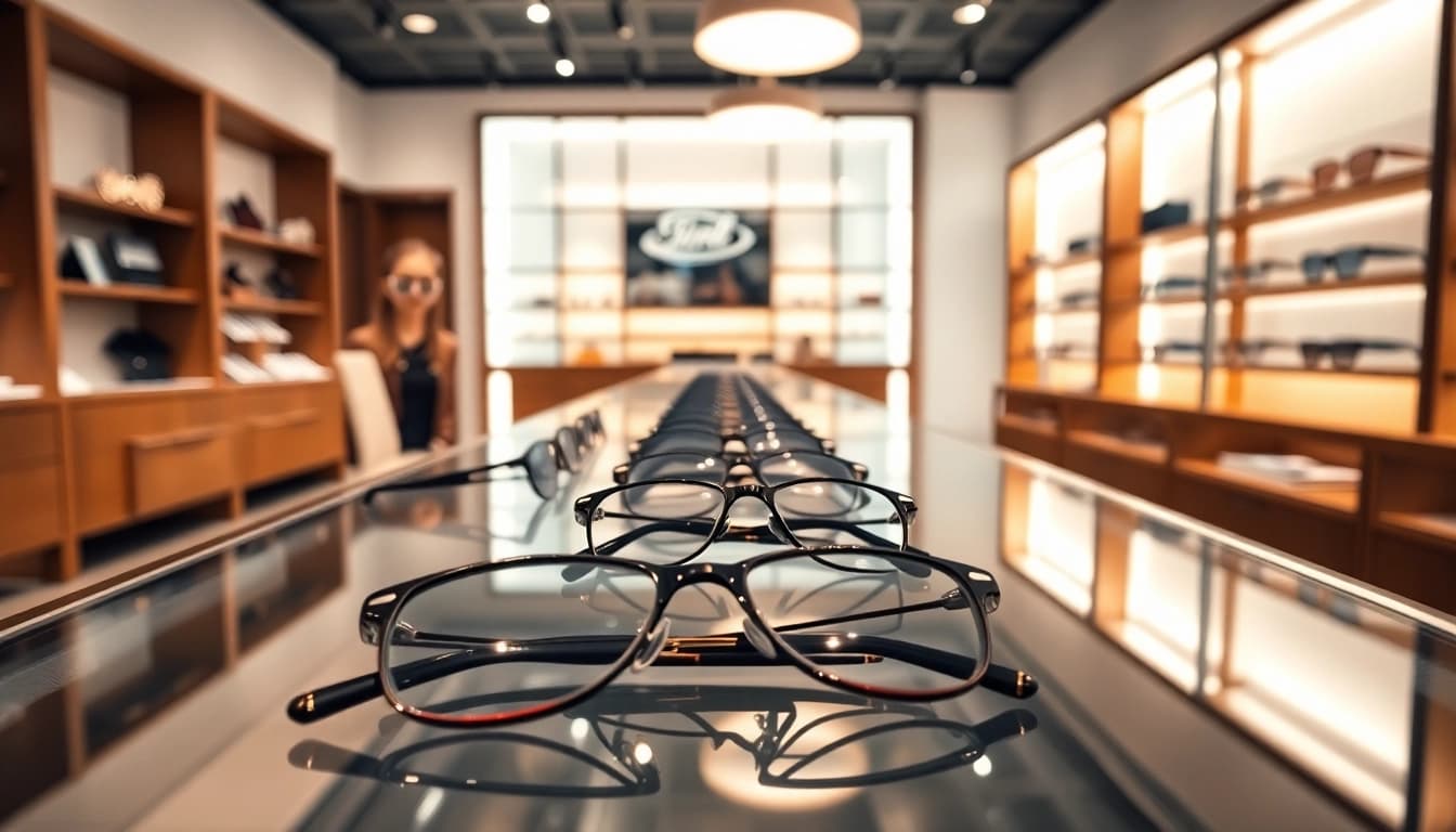 Shop stylish glasses on specsdr.com, featuring premium eyeglasses in a luxurious display.