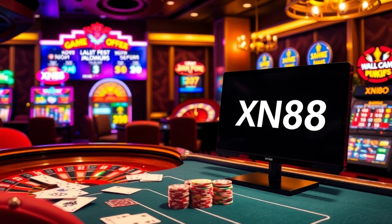 Experience the excitement of XN88 with vibrant poker tables and spinning roulette wheels.
