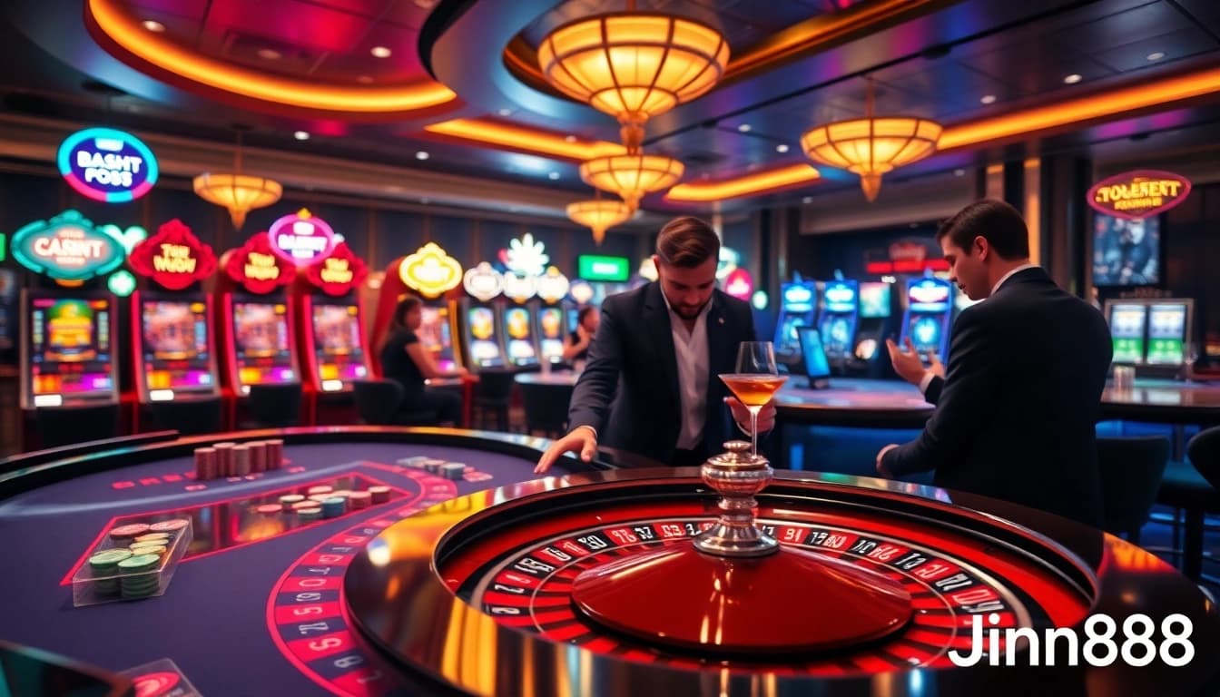 Experience high-stakes gambling at Jun88's vibrant casino with thrilling roulette and poker action.