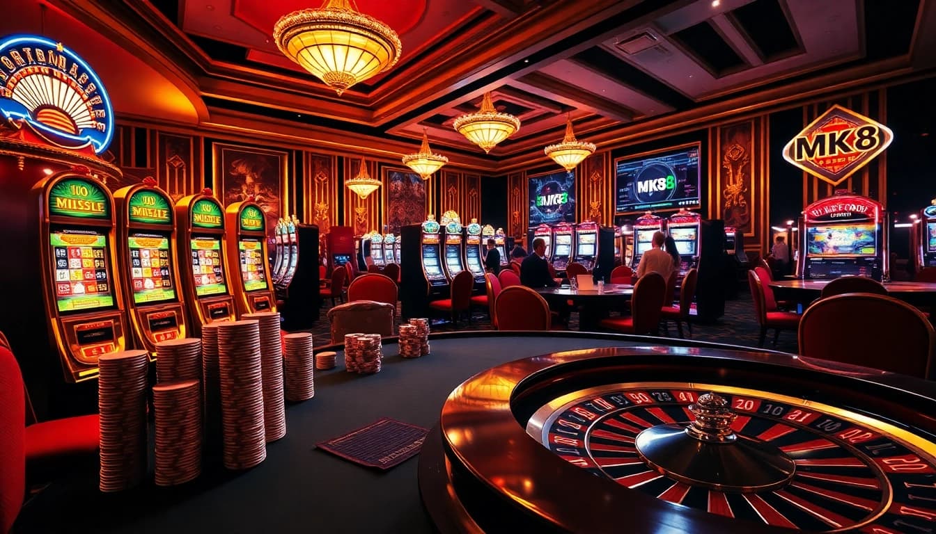 Engage in thrilling MK8 online casino experiences with luxury poker games and vibrant slot machines.