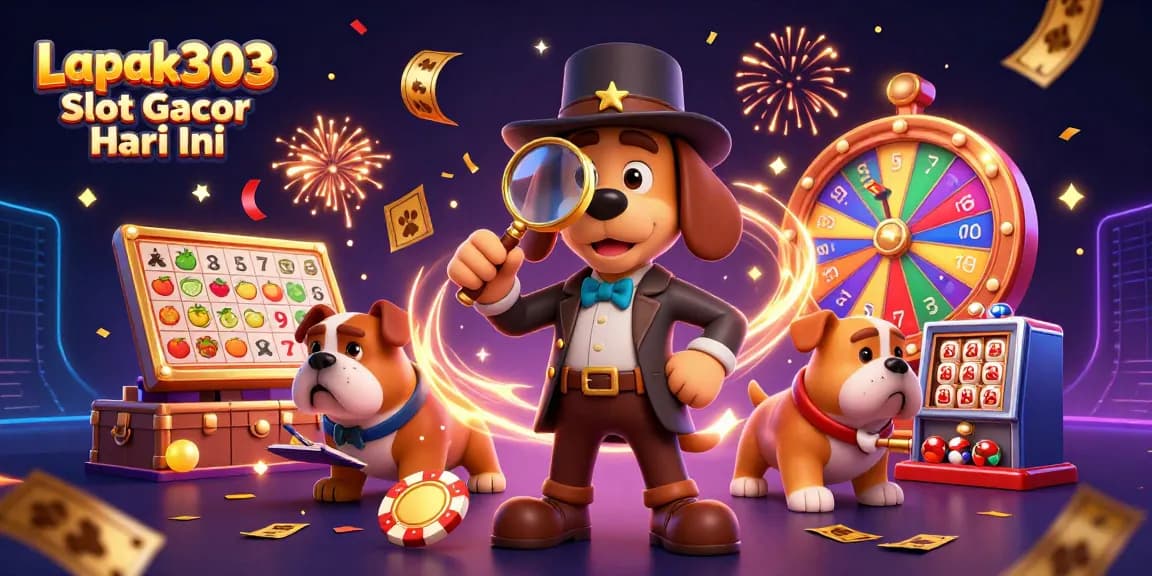 Play and win with Lapak303 Slot Gacor Hari Ini featuring vibrant slots and whimsical characters.