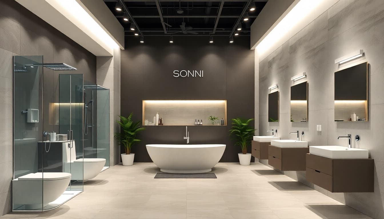 Die sonni sanitär Produkte im modernen Badezimmerdesign mit eleganter Ausstattung.