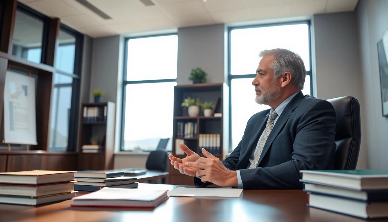 San Antonio truck accident lawyer consulting with a client in a law office.