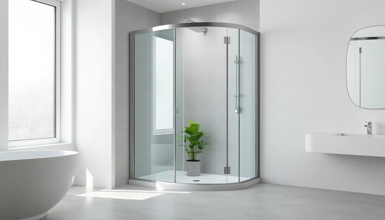 Duschkabine 90x90 in einem stilvollen Badezimmer mit eleganten Glas-Türen