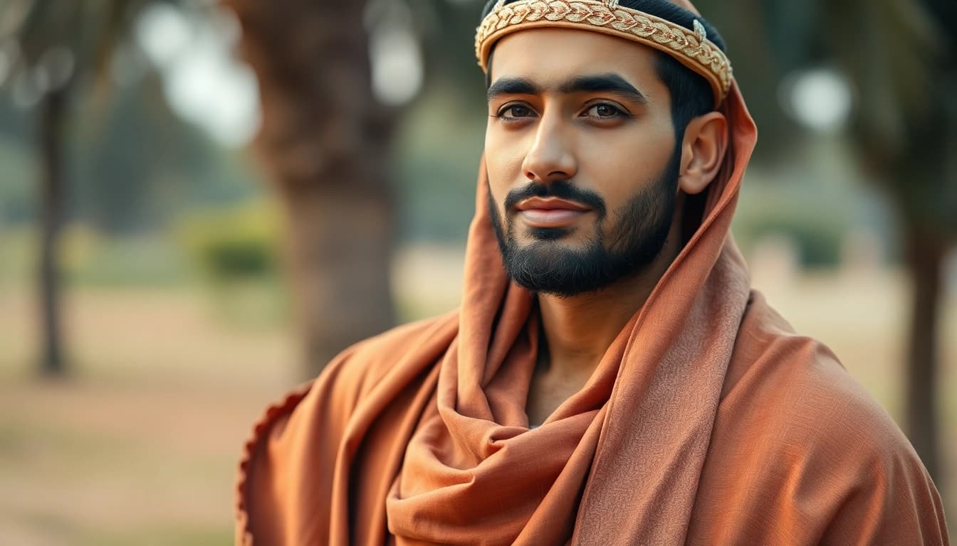 Elegant jubbahs showcased by a man in a serene setting, emphasizing quality craftsmanship.