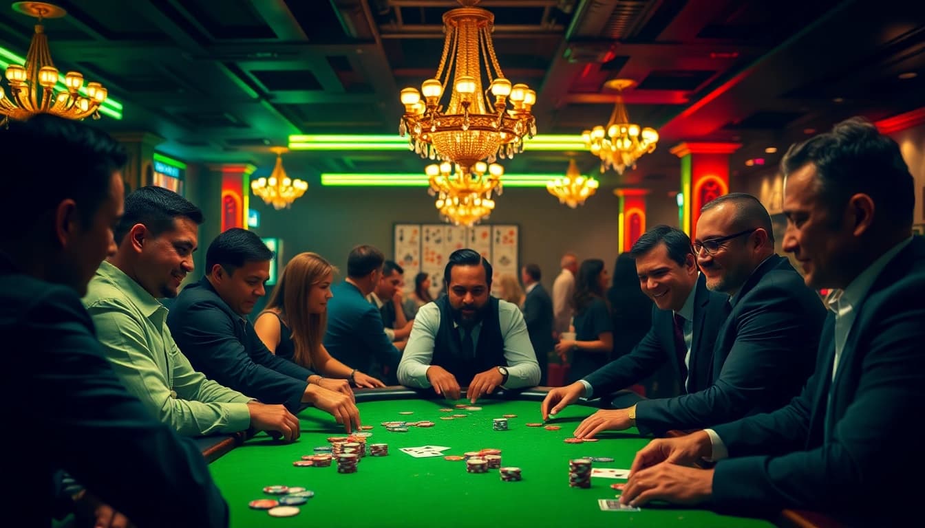 Menang besar di obraltoto dengan poker dan chip yang bersinar di kasino.
