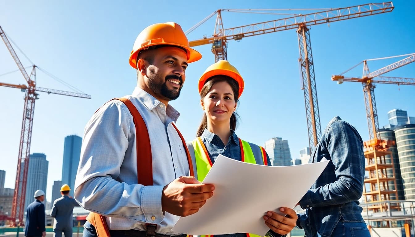 New York City General Contractor managing a busy construction site with team collaboration.