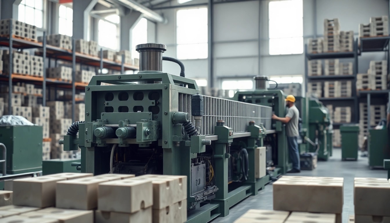 Operators using a Hollow Block Machine in an industrial setting for efficient block production.