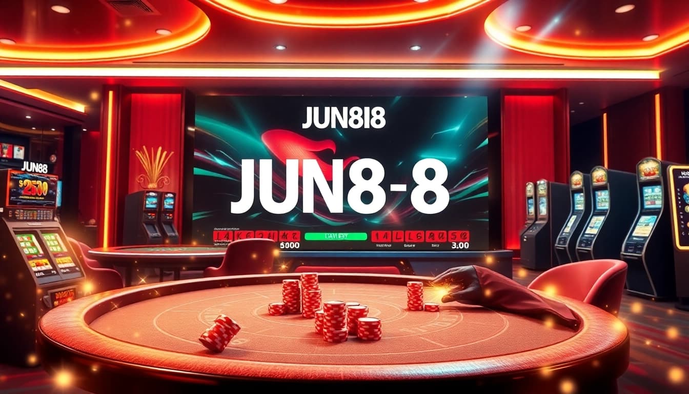 Experience thrilling gameplay with JUN88's vibrant online casino and sports betting interface.