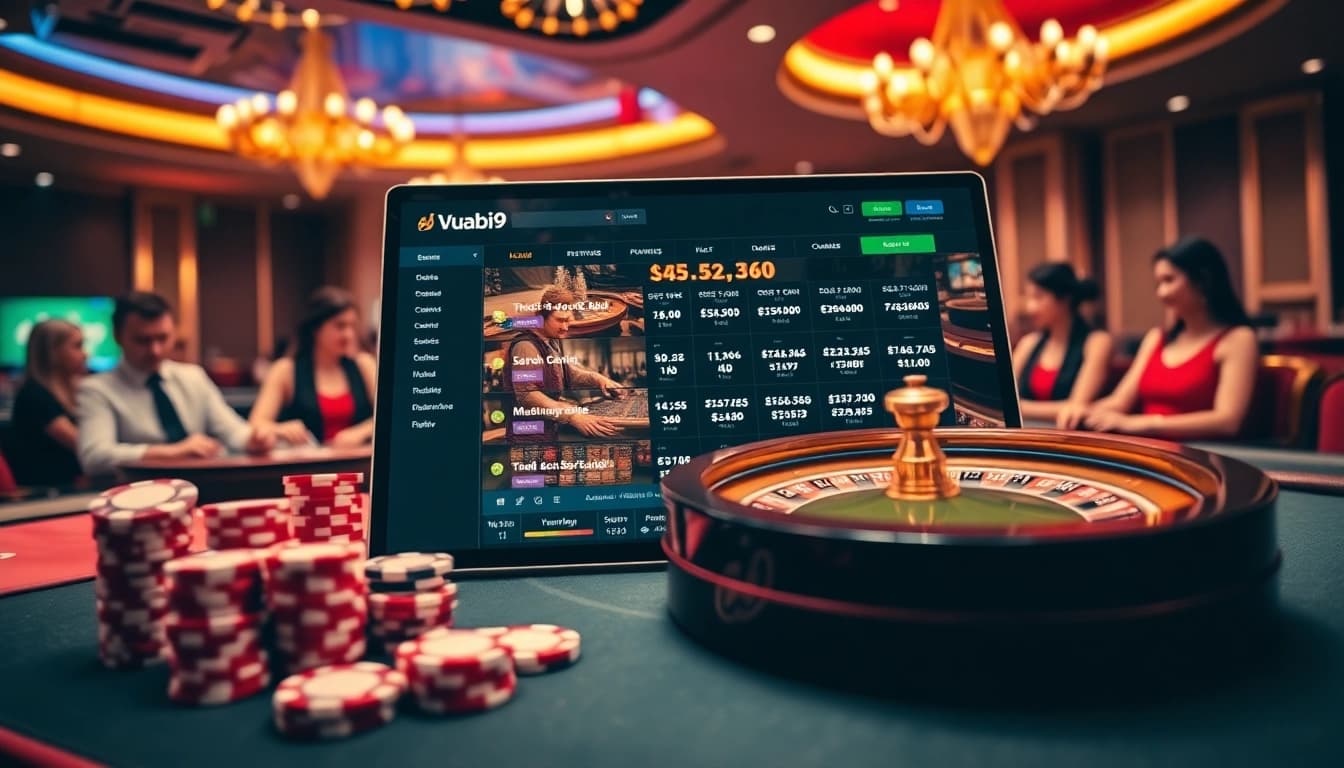 Players enjoying the Vuabai9 online casino atmosphere with vibrant roulette and engaging betting options.