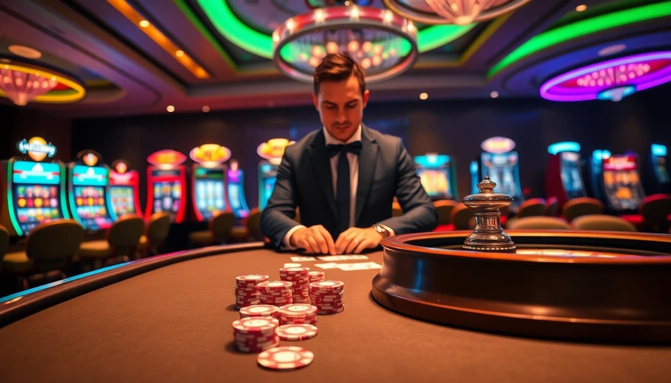 Experience the thrill of gaming action at https://slvip1.com.ph/ with vibrant poker tables and exciting slot machines.