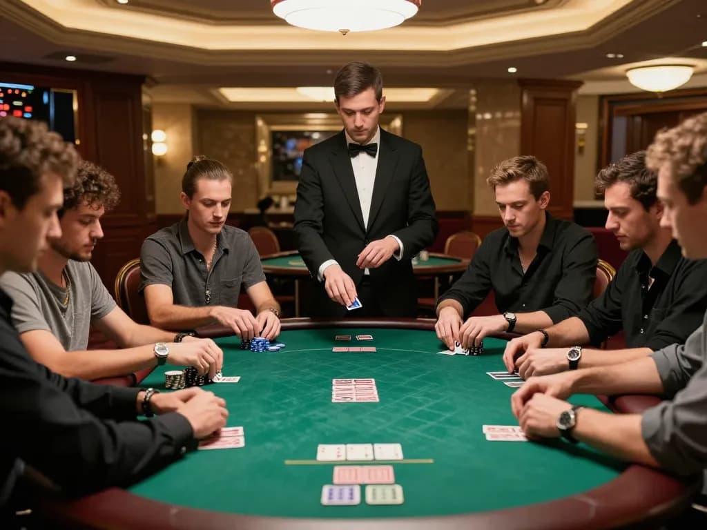Players engage in a high-stakes poker game at DA88 casino table, showcasing strategy and excitement